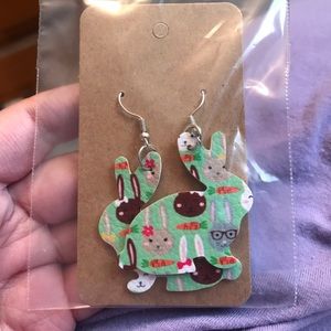 Rabbit leather earrings